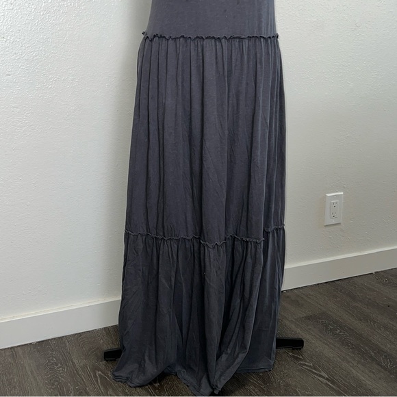 Distressed Tank Top Maxi Dress Women’s Size Medium Tiered Dress Dark Grey - Picture 5 of 14